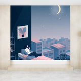 Contemporary Starry Sky View Mural Decal Blue Stainproofing Wall Decor for Bathroom Clearhalo 'Wall Decor' 'Wall Mural' 1617450