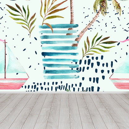 Huge Botanical Mural Wallpaper Moisture Resistant Tropical Living Room Wall Covering Blackish Green Clearhalo 'Wall Decor' 'Wall Mural' 1617478