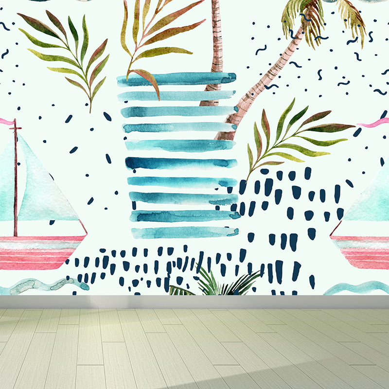 Huge Botanical Mural Wallpaper Moisture Resistant Tropical Living Room Wall Covering Clearhalo 'Wall Decor' 'Wall Mural' 1617479