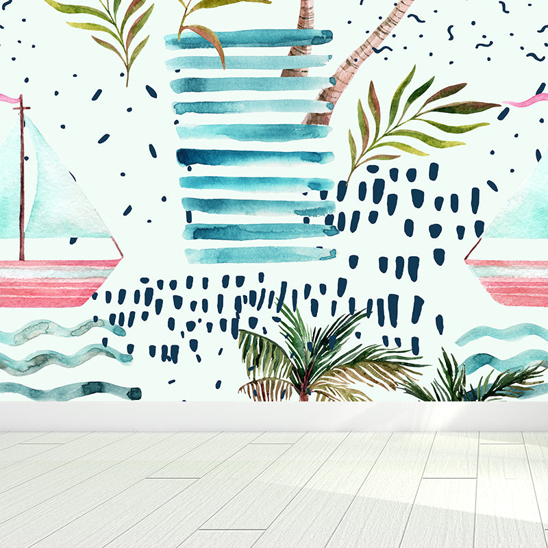 Huge Botanical Mural Wallpaper Moisture Resistant Tropical Living Room Wall Covering Clearhalo 'Wall Decor' 'Wall Mural' 1617480