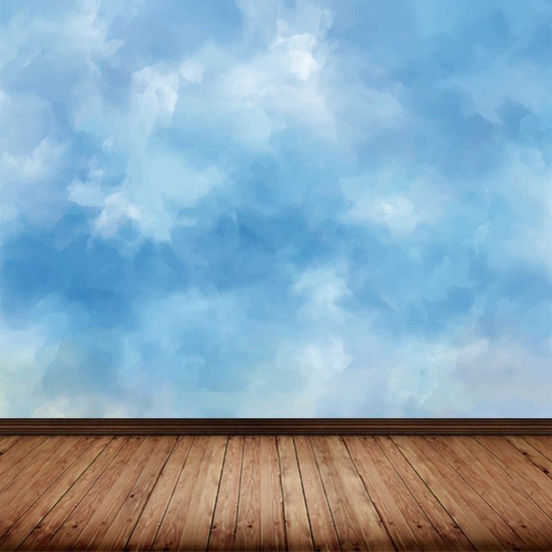 Watercolor Pattern Mural Wallpaper Soft Color Contemporary Wall Covering for Living Room Denim Blue Clearhalo 'Wall Decor' 'Wall Mural' 1617518