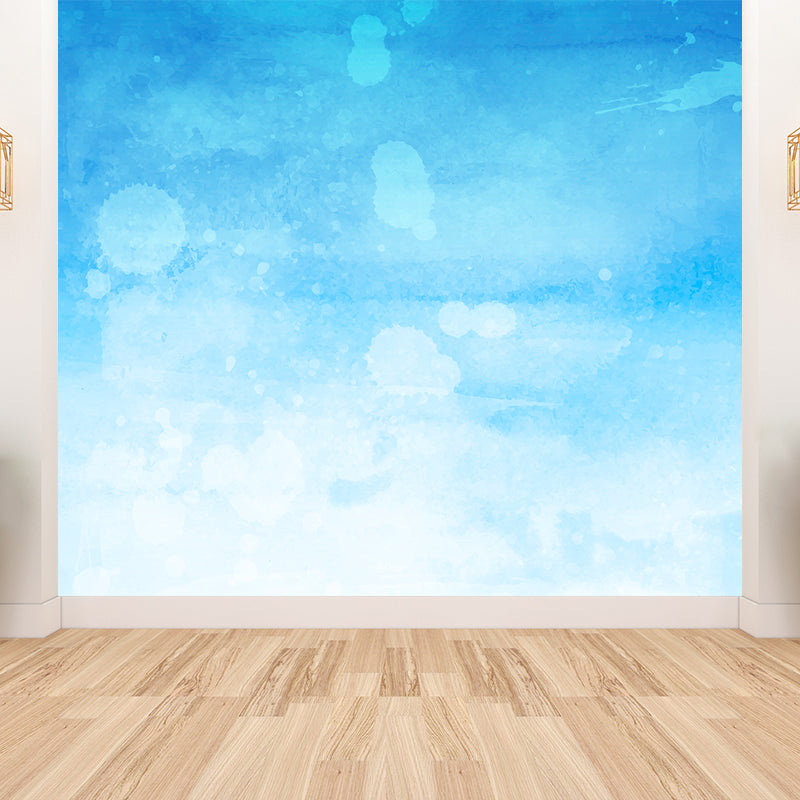 Modern Abstract Mural Wallpaper for Bedroom Customised Wall Covering in Pastel Color Sky Blue Clearhalo 'Wall Decor' 'Wall Mural' 1617538