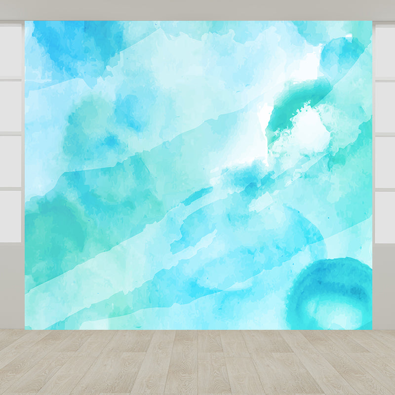 Modern Abstract Mural Wallpaper for Bedroom Customised Wall Covering in Pastel Color Aqua Clearhalo 'Wall Decor' 'Wall Mural' 1617543