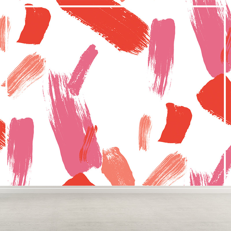 Extra Large Abstract Mural Decal Red Non-Woven Wall Art for Home Decor, Personalised Red Clearhalo 'Wall Decor' 'Wall Mural' 1617553