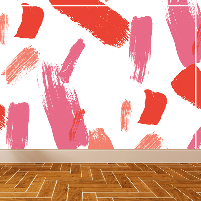 Extra Large Abstract Mural Decal Red Non-Woven Wall Art for Home Decor, Personalised Clearhalo 'Wall Decor' 'Wall Mural' 1617554