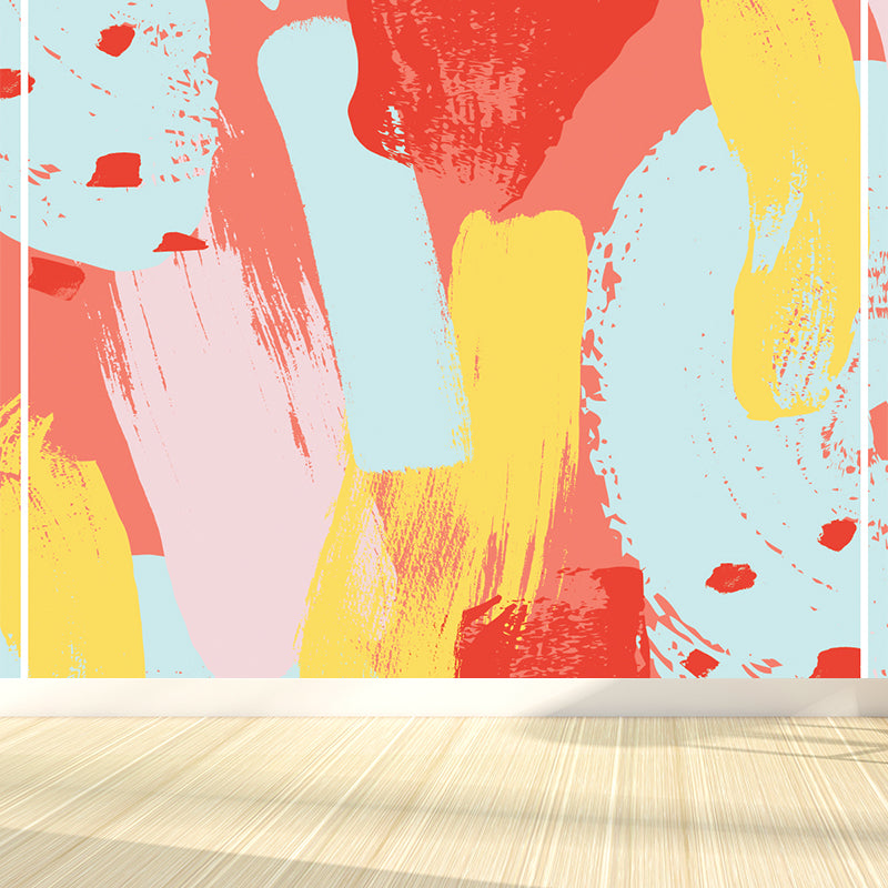 Contemporary Brush Stroke Mural Decal Blue Dining Room Wall Covering, Personalized Clearhalo 'Wall Decor' 'Wall Mural' 1617559