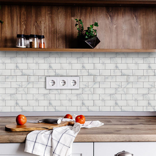 Faux Brick Wallpaper Panels Rustic Smooth Wall Covering in Grey for Bathroom, Self-Stick Clearhalo 'Country wall decor' 'Rustic' 'Wallpaper' Wall Decor' 1617564