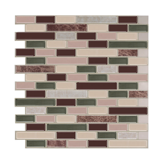 Self-Stick Mosaic Brick Wallpaper Panels Rust Smooth Wall Art in Green and Brown Clearhalo 'Country wall decor' 'Rustic' 'Wallpaper' Wall Decor' 1617600