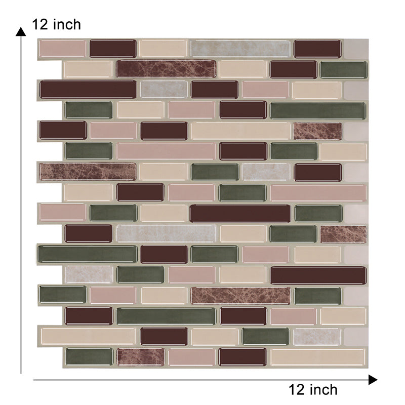 Self-Stick Mosaic Brick Wallpaper Panels Rust Smooth Wall Art in Green and Brown Clearhalo 'Country wall decor' 'Rustic' 'Wallpaper' Wall Decor' 1617601