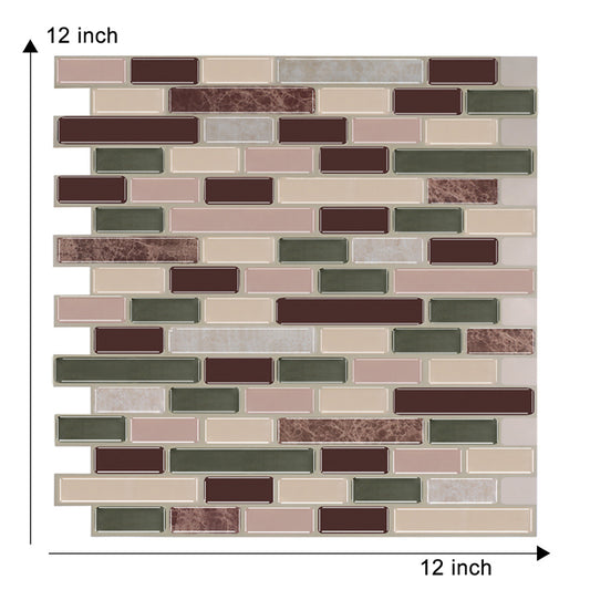 Self-Stick Mosaic Brick Wallpaper Panels Rust Smooth Wall Art in Green and Brown Clearhalo 'Country wall decor' 'Rustic' 'Wallpaper' Wall Decor' 1617601