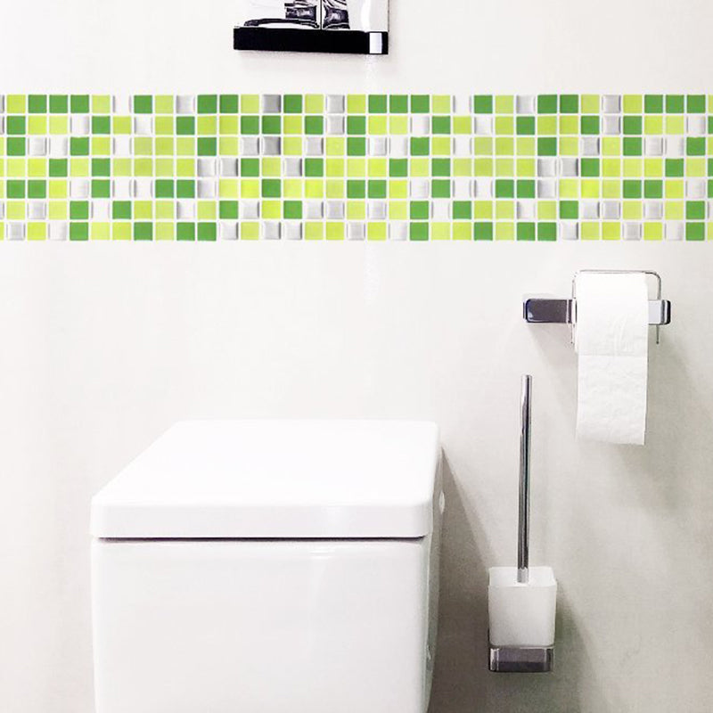 Bright Color Boho Wallpaper Panels 9.8' x 9.8" Mosaic Tile Peel Wall Covering for Kitchen Green Clearhalo 'Wall Decor' 'Wallpaper' 1617602