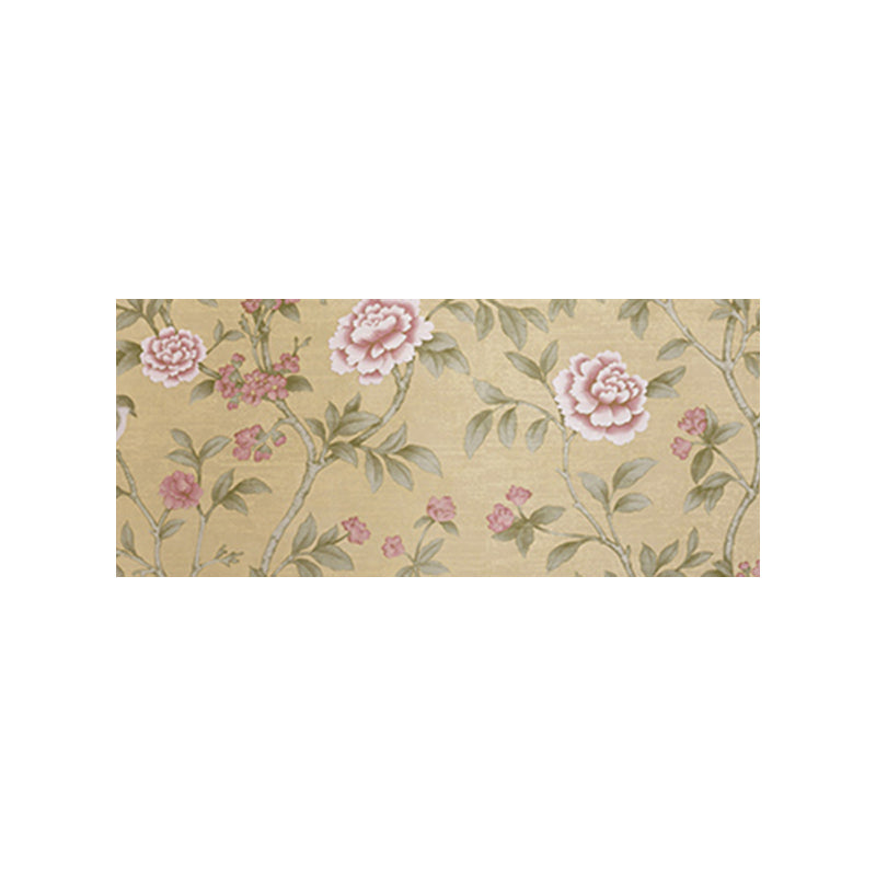 Bird and Blooming Peony Wallpaper Farmhouse Stain-Proof Bedroom Wall Art, 57.1-sq ft Clearhalo 'Country wall decor' 'Rustic' 'Wallpaper' Wall Decor' 1617625