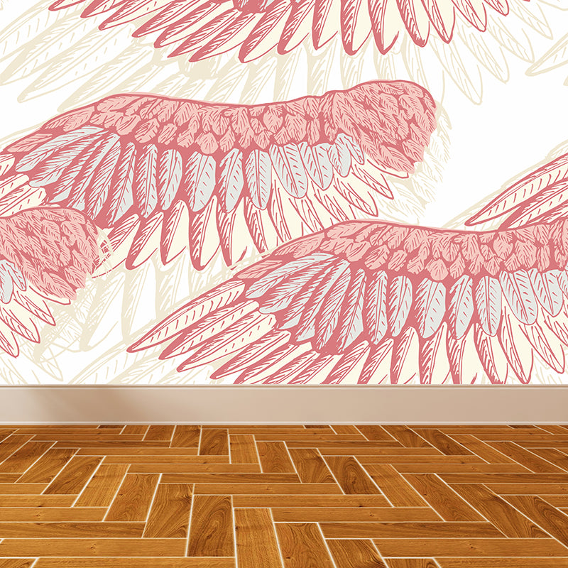 Non-Woven Decorative Wall Mural Modern Bird Wings Wall Covering for Girls Bedroom Clearhalo 'Wall Decor' 'Wall Mural' 1617698