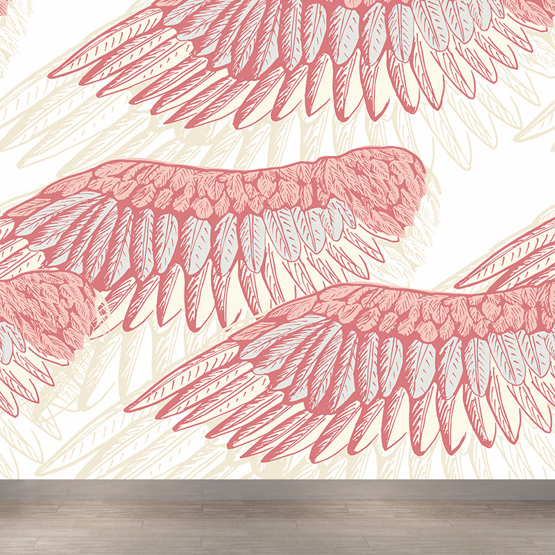 Non-Woven Decorative Wall Mural Modern Bird Wings Wall Covering for Girls Bedroom Clearhalo 'Wall Decor' 'Wall Mural' 1617699