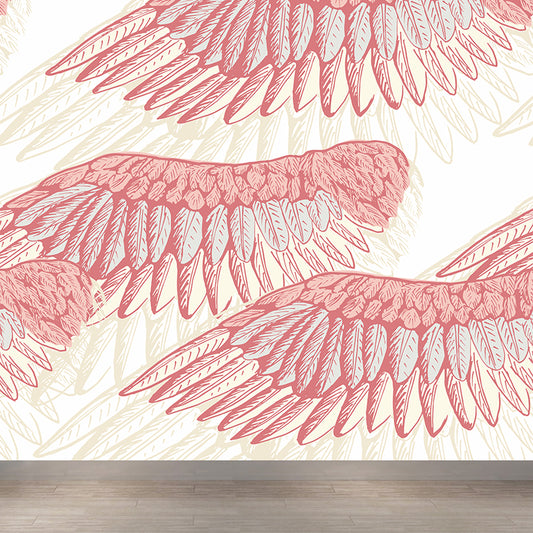 Non-Woven Decorative Wall Mural Modern Bird Wings Wall Covering for Girls Bedroom Clearhalo 'Wall Decor' 'Wall Mural' 1617699