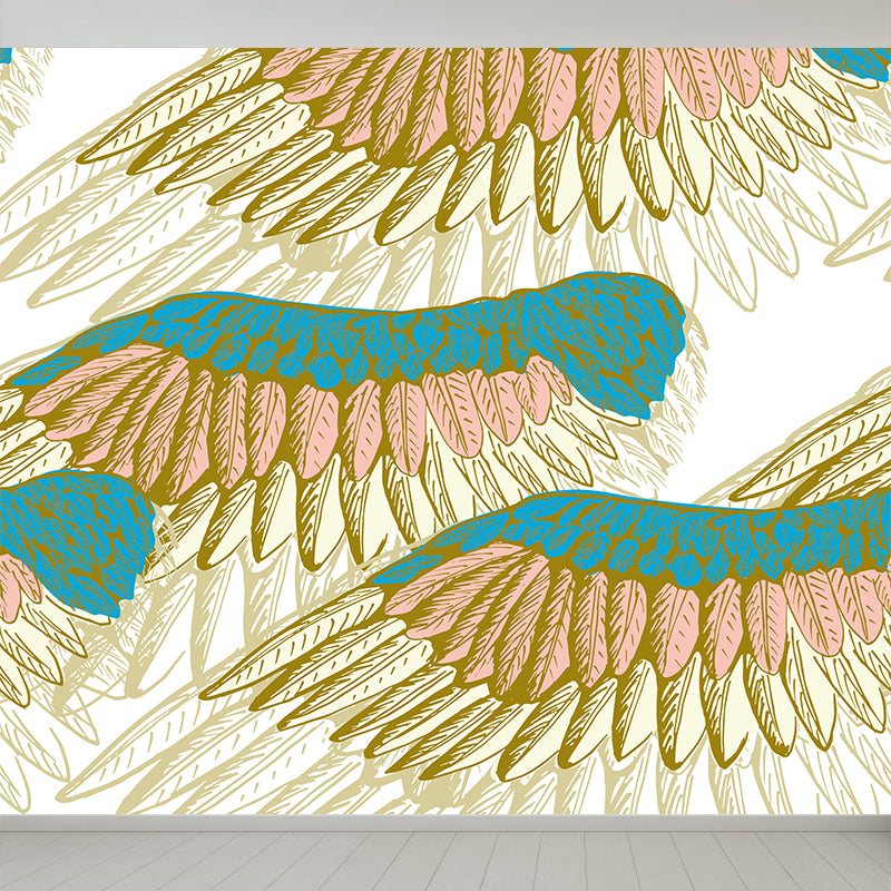Non-Woven Decorative Wall Mural Modern Bird Wings Wall Covering for Girls Bedroom Green Clearhalo 'Wall Decor' 'Wall Mural' 1617702
