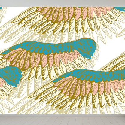 Non-Woven Decorative Wall Mural Modern Bird Wings Wall Covering for Girls Bedroom Green Clearhalo 'Wall Decor' 'Wall Mural' 1617702