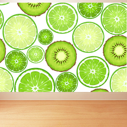 Giant Contemporary Wall Mural in Avocado Green Lemon Slices Wall Decor, Custom Printed Avocado Green Clearhalo 'Wall Decor' 'Wall Mural' 1617712