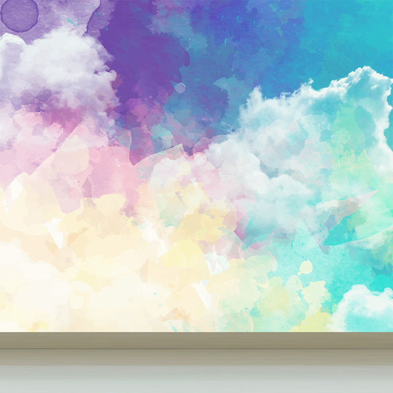 Stain Resistant Abstract Pattern Mural Non-Woven Texture Modern Wall Decor for Girls Room Purple Clearhalo 'Wall Decor' 'Wall Mural' 1617792