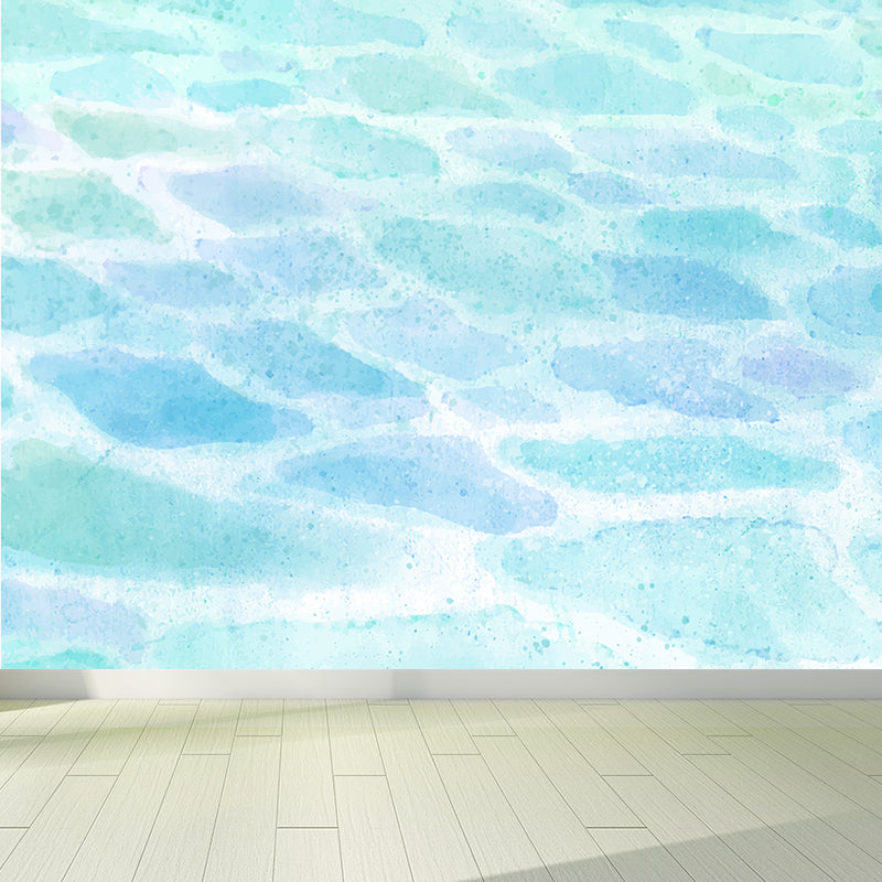 Modern Watercolor Sea Scene Mural Non-Woven Stain-Proof Light Color Wall Art for Living Room Clearhalo 'Wall Decor' 'Wall Mural' 1617813