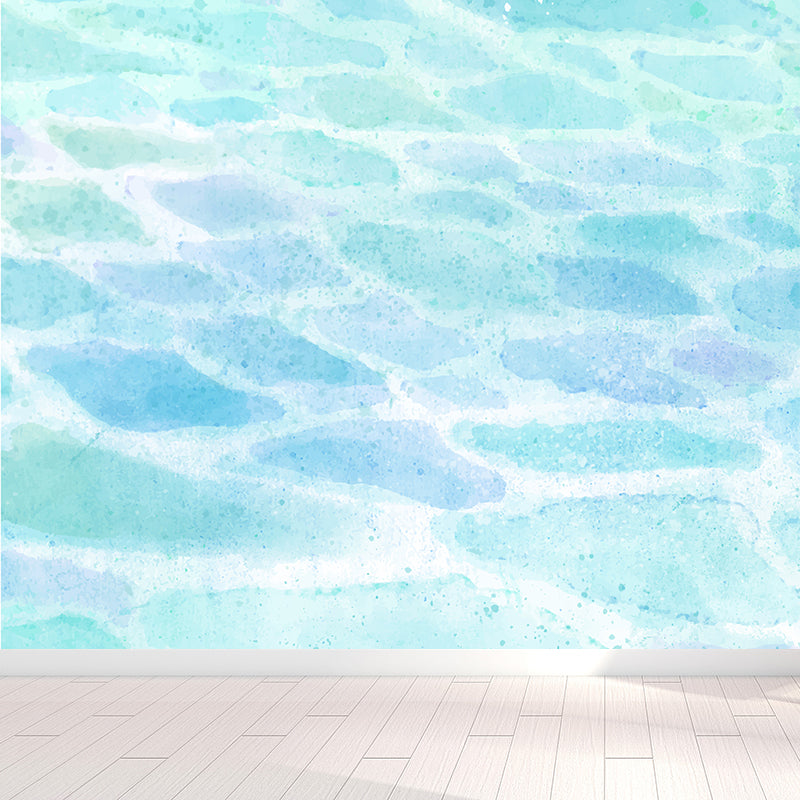 Modern Watercolor Sea Scene Mural Non-Woven Stain-Proof Light Color Wall Art for Living Room Clearhalo 'Wall Decor' 'Wall Mural' 1617814