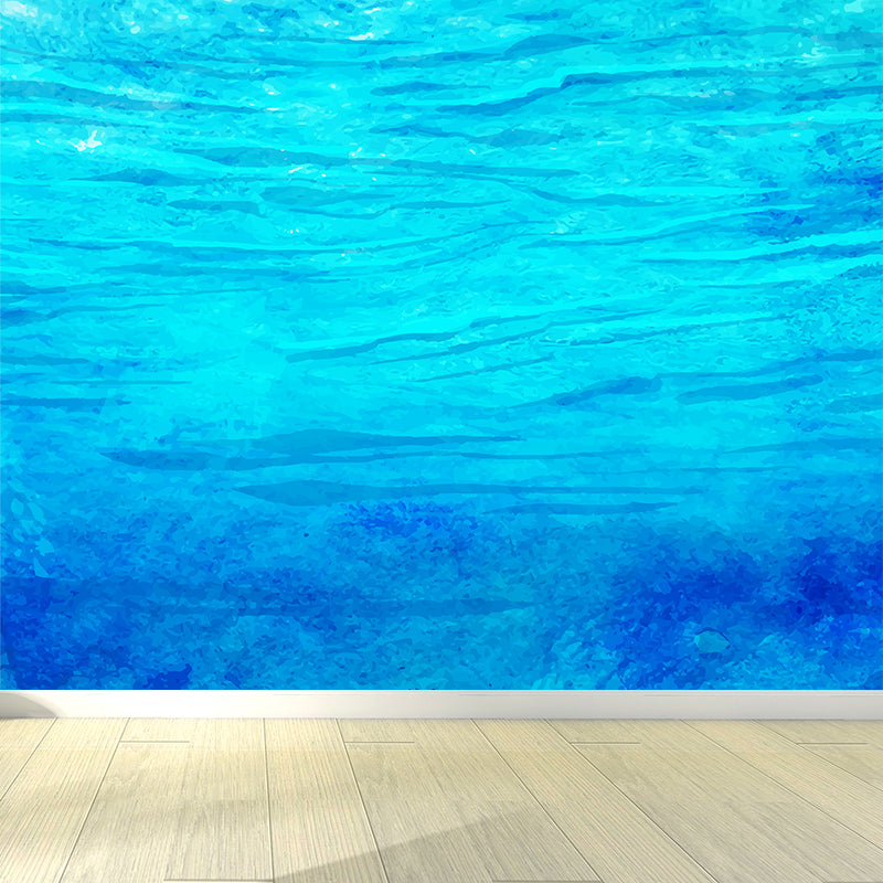 Modern Watercolor Sea Scene Mural Non-Woven Stain-Proof Light Color Wall Art for Living Room Clearhalo 'Wall Decor' 'Wall Mural' 1617818