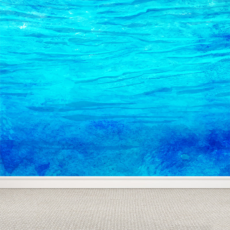 Modern Watercolor Sea Scene Mural Non-Woven Stain-Proof Light Color Wall Art for Living Room Clearhalo 'Wall Decor' 'Wall Mural' 1617819