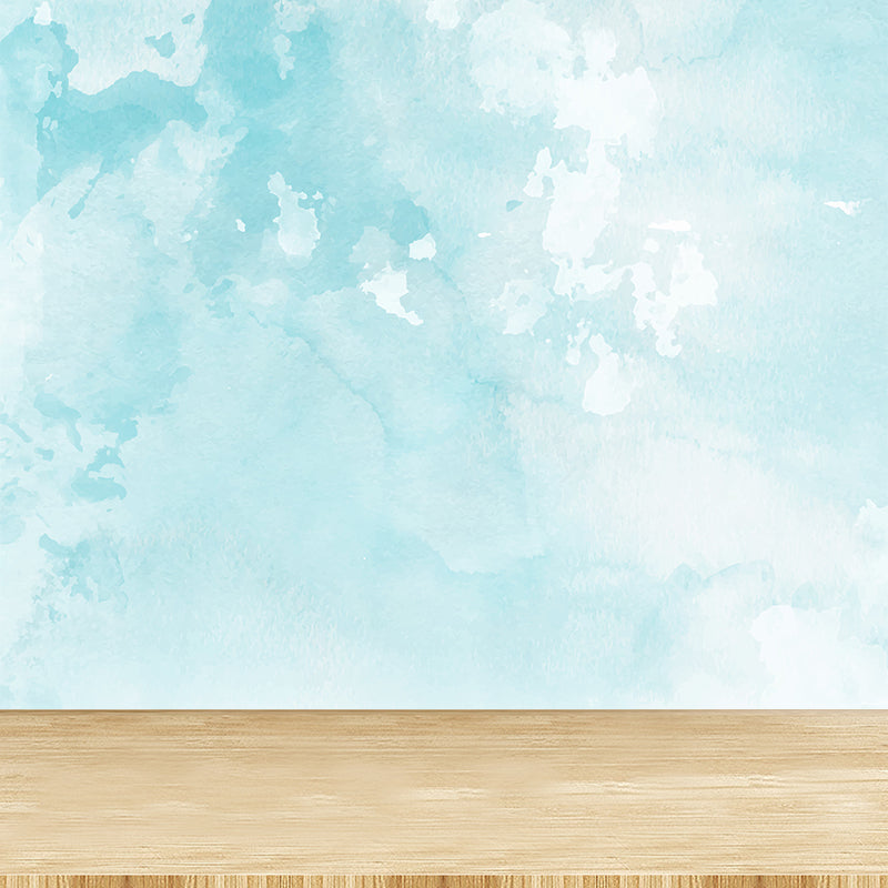 Modern Watercolor Sea Scene Mural Non-Woven Stain-Proof Light Color Wall Art for Living Room Sky Blue Clearhalo 'Wall Decor' 'Wall Mural' 1617822