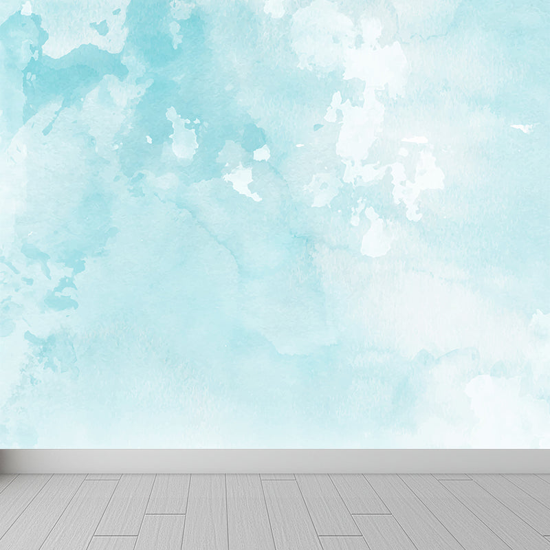 Modern Watercolor Sea Scene Mural Non-Woven Stain-Proof Light Color Wall Art for Living Room Clearhalo 'Wall Decor' 'Wall Mural' 1617823