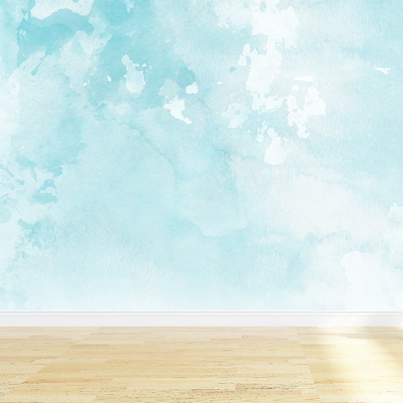 Modern Watercolor Sea Scene Mural Non-Woven Stain-Proof Light Color Wall Art for Living Room Clearhalo 'Wall Decor' 'Wall Mural' 1617824