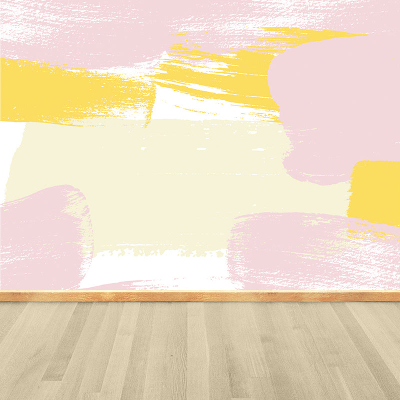 Brush Stroke Pattern Mural Wallpaper Pink Contemporary Wall Covering for Living Room Clearhalo 'Wall Decor' 'Wall Mural' 1617829