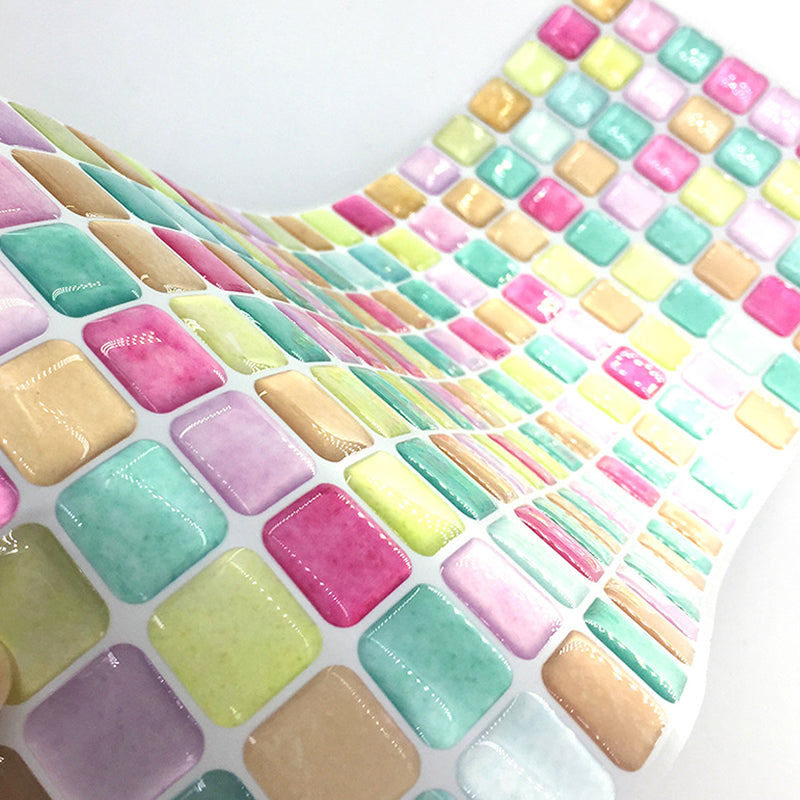 Pink Bohemian Style Peel Wallpapers 14.6' x 5.1" Mosaic Tile Wall Decor for Home Clearhalo 'Wall Decor' 'Wallpaper' 1617839