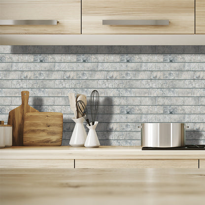 Compact Tiles Wallpaper Panel Set for Living Room Brick Look Peel Wall Decor, 11' L x 11" W Grey Clearhalo 'Country wall decor' 'Rustic' 'Wallpaper' Wall Decor' 1617841