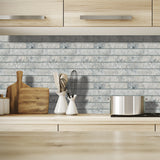 Compact Tiles Wallpaper Panel Set for Living Room Brick Look Peel Wall Decor, 11' L x 11" W Grey Clearhalo 'Country wall decor' 'Rustic' 'Wallpaper' Wall Decor' 1617841