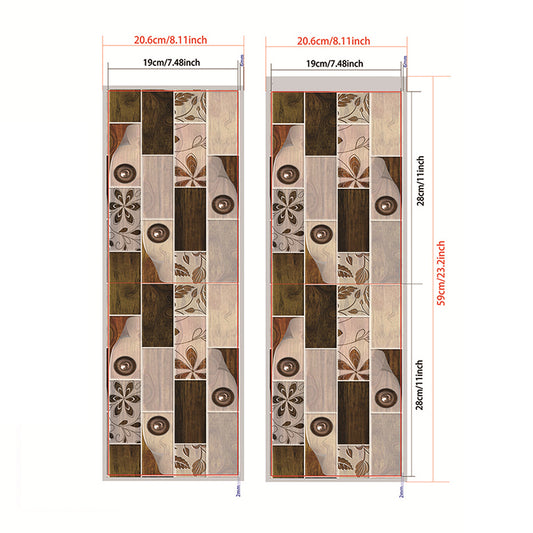 Brown Floral Print Brick Wallpapers Peel and Stick Retro Bathroom Wall Decoration Clearhalo 'Vintage wall decor' 'Vintage' 'Wallpaper' Wall Decor' 1617851