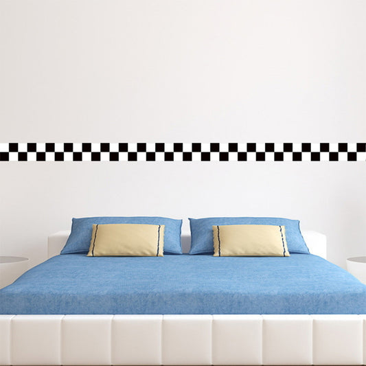 Black and White Checkered Wallpaper Border Easy Peel off Wall Decor for Living Room Clearhalo 'Modern wall decor' 'Modern' 'Wallpaper' Wall Decor' 1617854