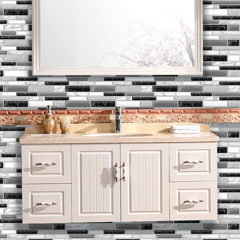 Brick Peel off Wallpapers Rustic Neat Mosaic Tile Wall Decor in Dark Color, 12' x 12" Grey Clearhalo 'Country wall decor' 'Rustic' 'Wallpaper' Wall Decor' 1617891