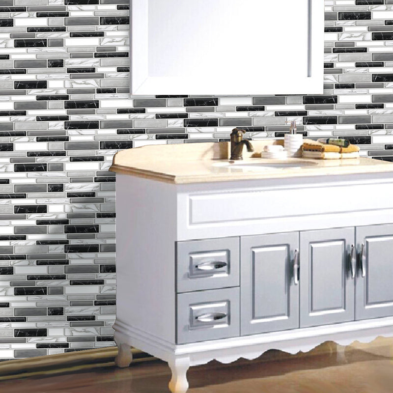 Brick Peel off Wallpapers Rustic Neat Mosaic Tile Wall Decor in Dark Color, 12' x 12" Clearhalo 'Country wall decor' 'Rustic' 'Wallpaper' Wall Decor' 1617892