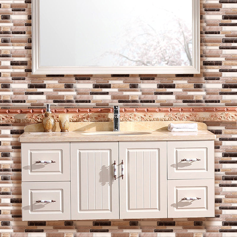 Brick Peel off Wallpapers Rustic Neat Mosaic Tile Wall Decor in Dark Color, 12' x 12" Clearhalo 'Country wall decor' 'Rustic' 'Wallpaper' Wall Decor' 1617897