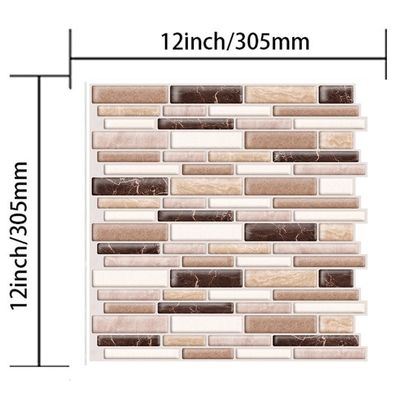 Brick Peel off Wallpapers Rustic Neat Mosaic Tile Wall Decor in Dark Color, 12' x 12" Clearhalo 'Country wall decor' 'Rustic' 'Wallpaper' Wall Decor' 1617900