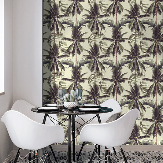 Coconut Tree Print Wallpaper Roll Green Tropical Wall Decor for Living Room, Peel and Paste Clearhalo 'Modern wall decor' 'Modern' 'Wallpaper' Wall Decor' 1617906