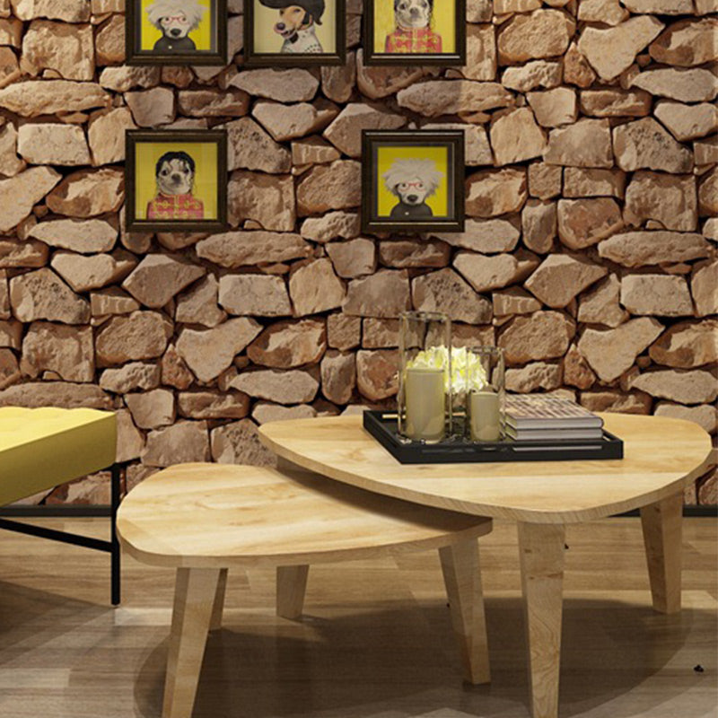 Brown Rock Wallpaper Stain Resistant Industrial Living Room Wall Art, 31' L x 20.5" W Clearhalo 'Industrial wall decor' 'Industrial' 'Wallpaper' Wall Decor' 1617910