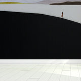 Contemporary Art Adults Mural Wallpaper Hills and Lake Painting Black Wall Covering Clearhalo 'Wall Decor' 'Wall Mural' 1617942