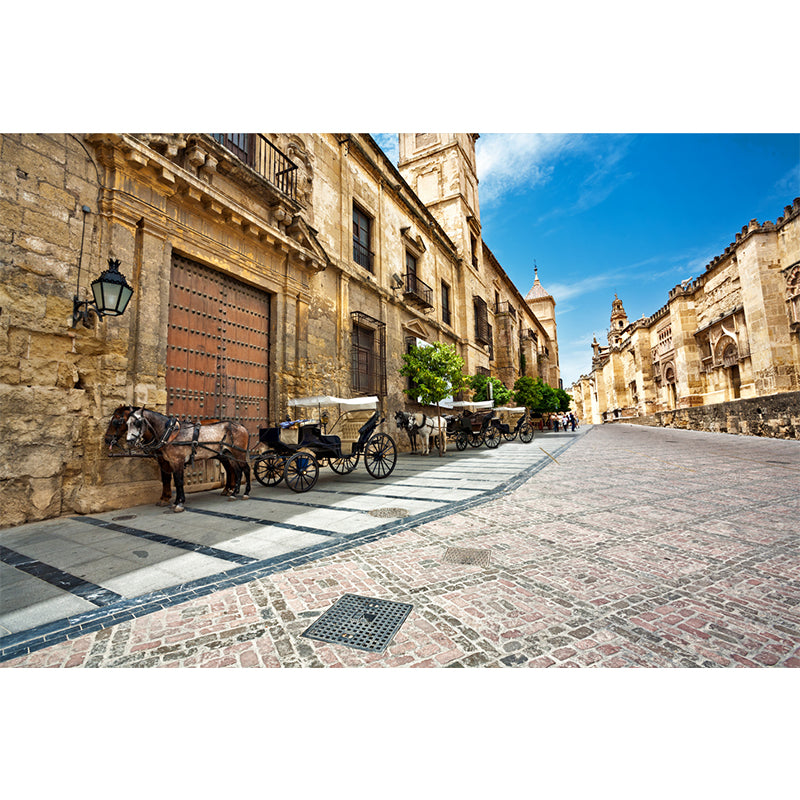 Modern Downtown Mural Wallpaper for Boys Bedroom Full Size Wall Covering in Blue Clearhalo 'Wall Decor' 'Wall Mural' 1617958