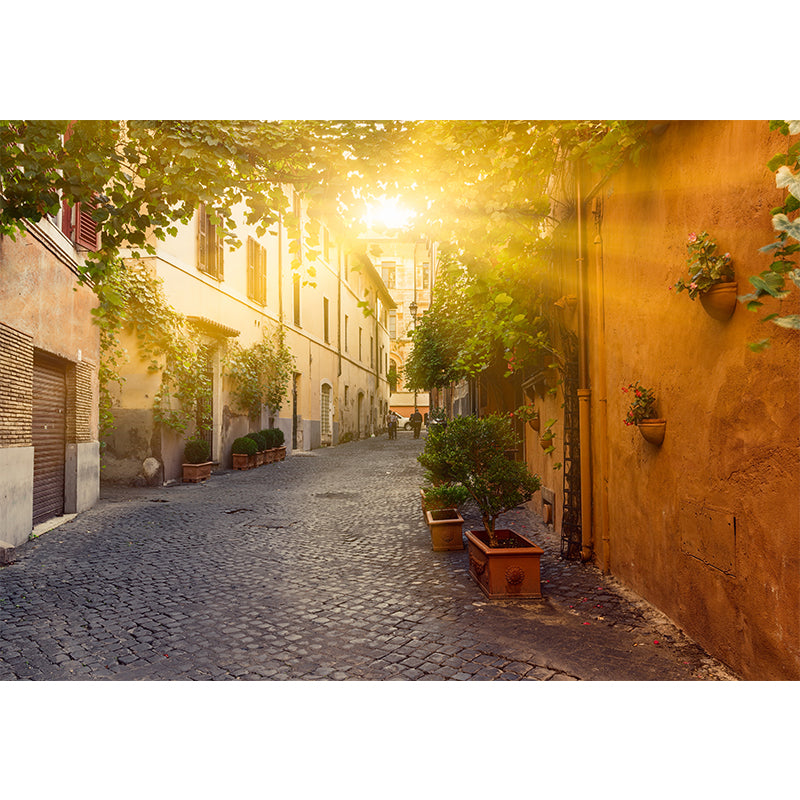 Stain Resistant Sunny Town Mural Non-Woven Texture Modern Wall Decor for Girls Room Clearhalo 'Wall Decor' 'Wall Mural' 1617963