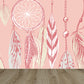 Illustration Dreamcatcher Wall Mural for Living Room, Light Color, Custom Size Available Pink Clearhalo 'Wall Decor' 'Wall Mural' 1617965
