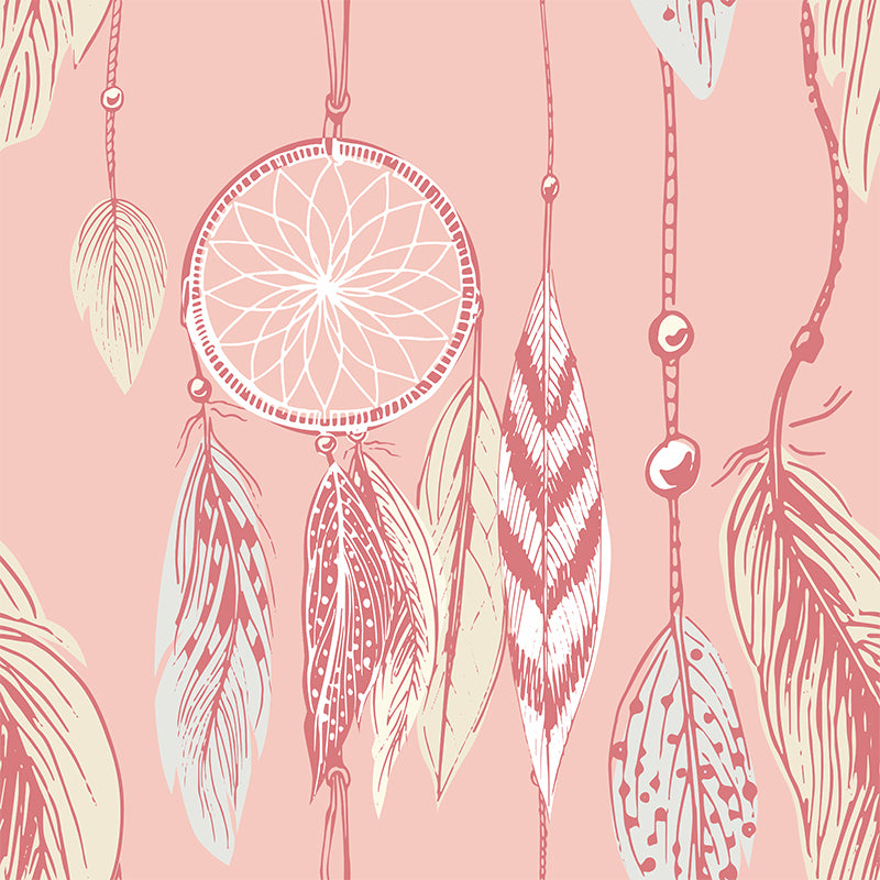 Illustration Dreamcatcher Wall Mural for Living Room, Light Color, Custom Size Available Clearhalo 'Wall Decor' 'Wall Mural' 1617968