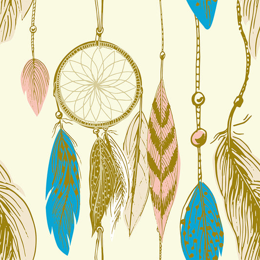 Illustration Dreamcatcher Wall Mural for Living Room, Light Color, Custom Size Available Clearhalo 'Wall Decor' 'Wall Mural' 1617973