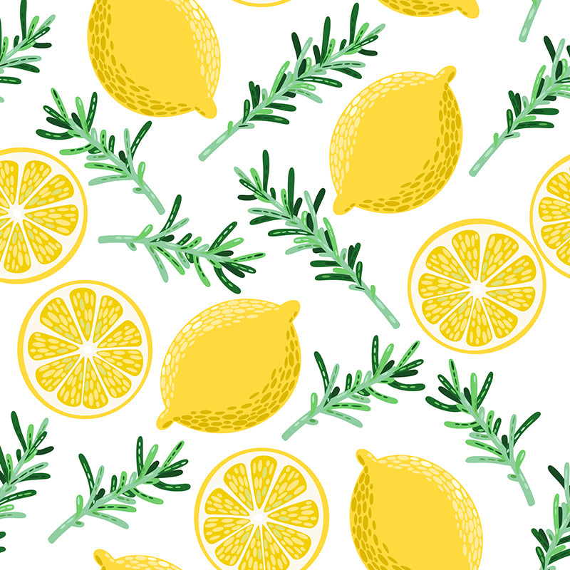 Modern Fruit and Leaves Mural Wallpaper Lemon Yellow Natural Botanical Wall Covering Clearhalo 'Wall Decor' 'Wall Mural' 1617983