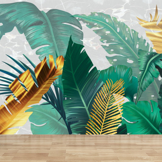 Tropical Leaves Pattern Mural Non-Woven Waterproof Green Wall Decor for Bathroom Clearhalo 'Wall Decor' 'Wall Mural' 1618027